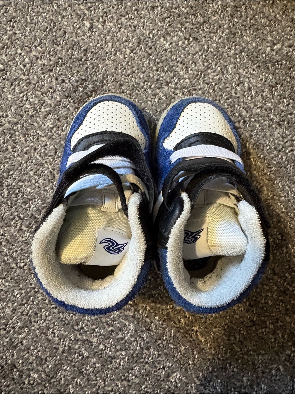 Kids Blue and White High-Top Sneakers Stride Right Wide